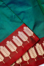 Pine Green Motif Katan Silk Handwoven Banarasi Saree