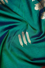 Pine Green Motif Katan Silk Handwoven Banarasi Saree
