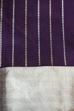 Eggplant Purple Motif Katan Silk Handwoven Banarasi Saree