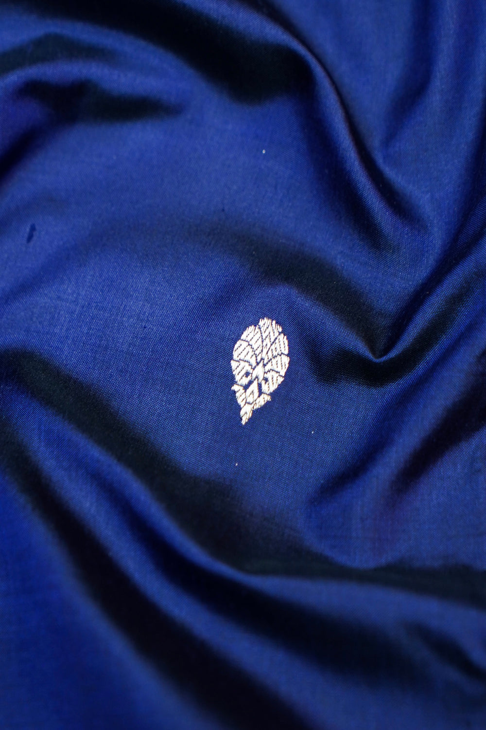 Indigo Blue Motif Katan Silk Handwoven Banarasi Saree