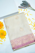 Frost White Motif Breezy Organza  Handwoven Banarasi Saree