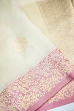 Frost White Motif Breezy Organza  Handwoven Banarasi Saree