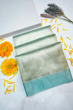 Arctic Blue Brocade Mashru Silk  Handwoven Banarasi Saree