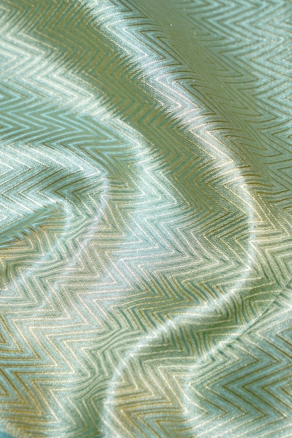 Arctic Blue Brocade Mashru Silk  Handwoven Banarasi Saree