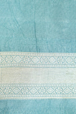 Arctic Blue Brocade Mashru Silk  Handwoven Banarasi Saree