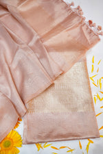 Rose Peach Brocade Cotton Tissue Handwoven Banarasi Suit