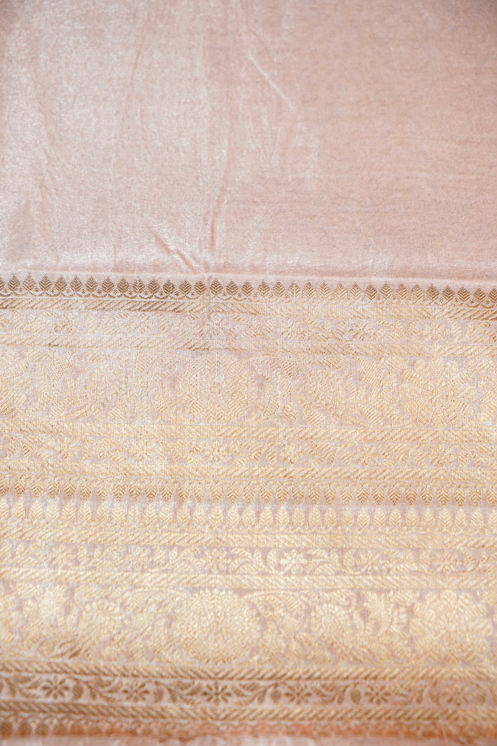 Rose Peach Brocade Cotton Tissue Handwoven Banarasi Suit