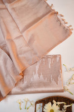 Salmon Pink Geometric Cotton Tissue Handwoven Banarasi Suit