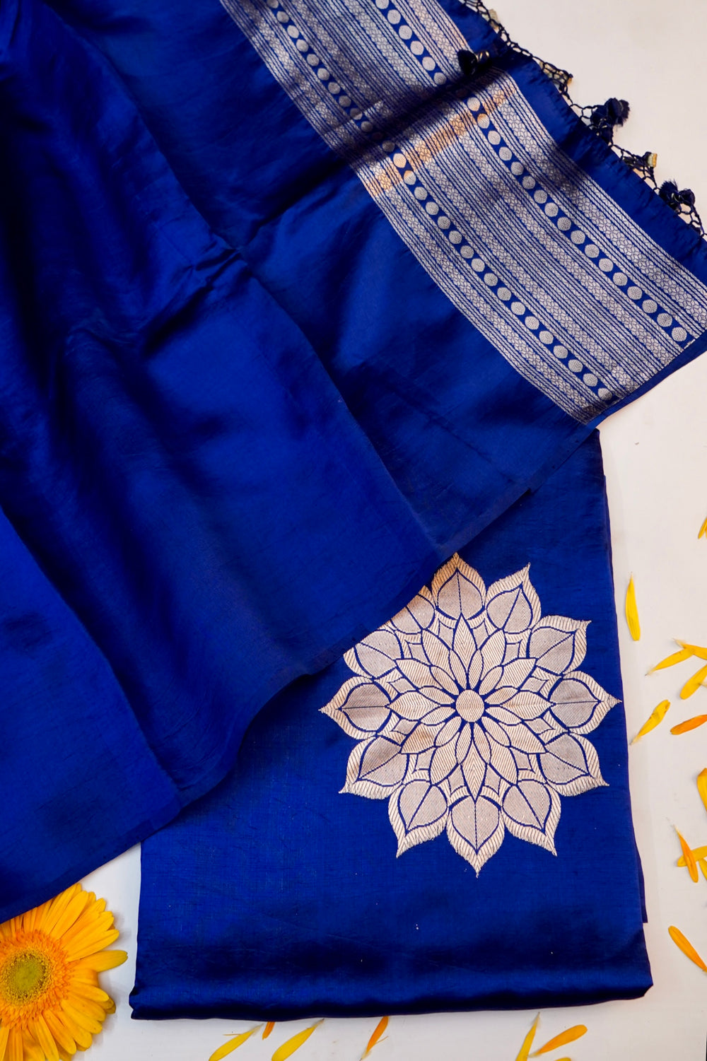 Royal Blue Brocade Katan Silk Handwoven Banarasi Suit