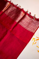 Crimson Red Brocade Katan Silk Handwoven Banarasi Suit