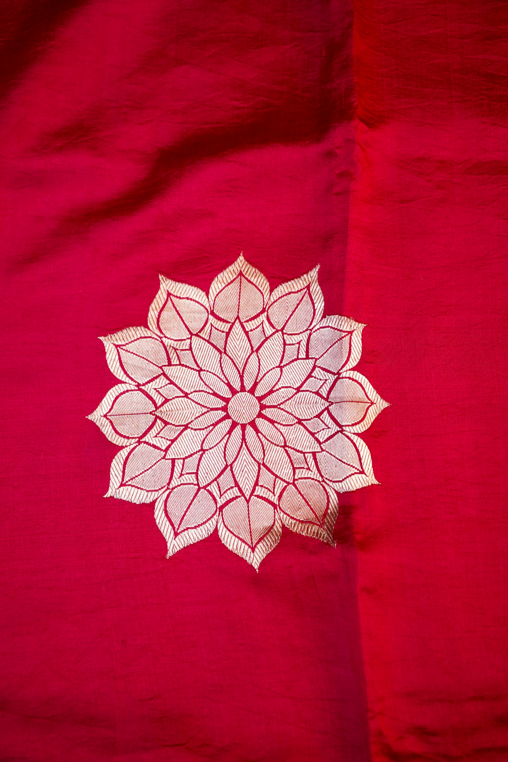 Crimson Red Brocade Katan Silk Handwoven Banarasi Suit
