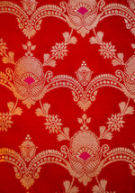 Crimson Red Jaal Katan Silk Handwoven Banarasi Suit