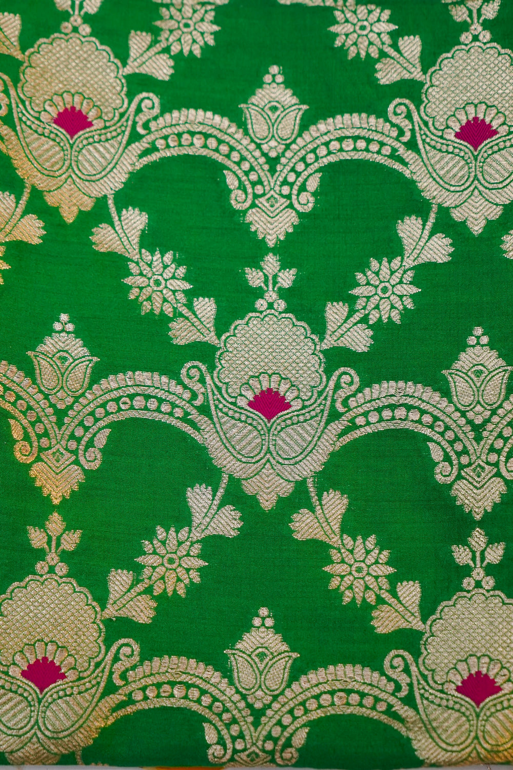 Emerald Green Jaal Katan Silk Handwoven Banarasi Suit