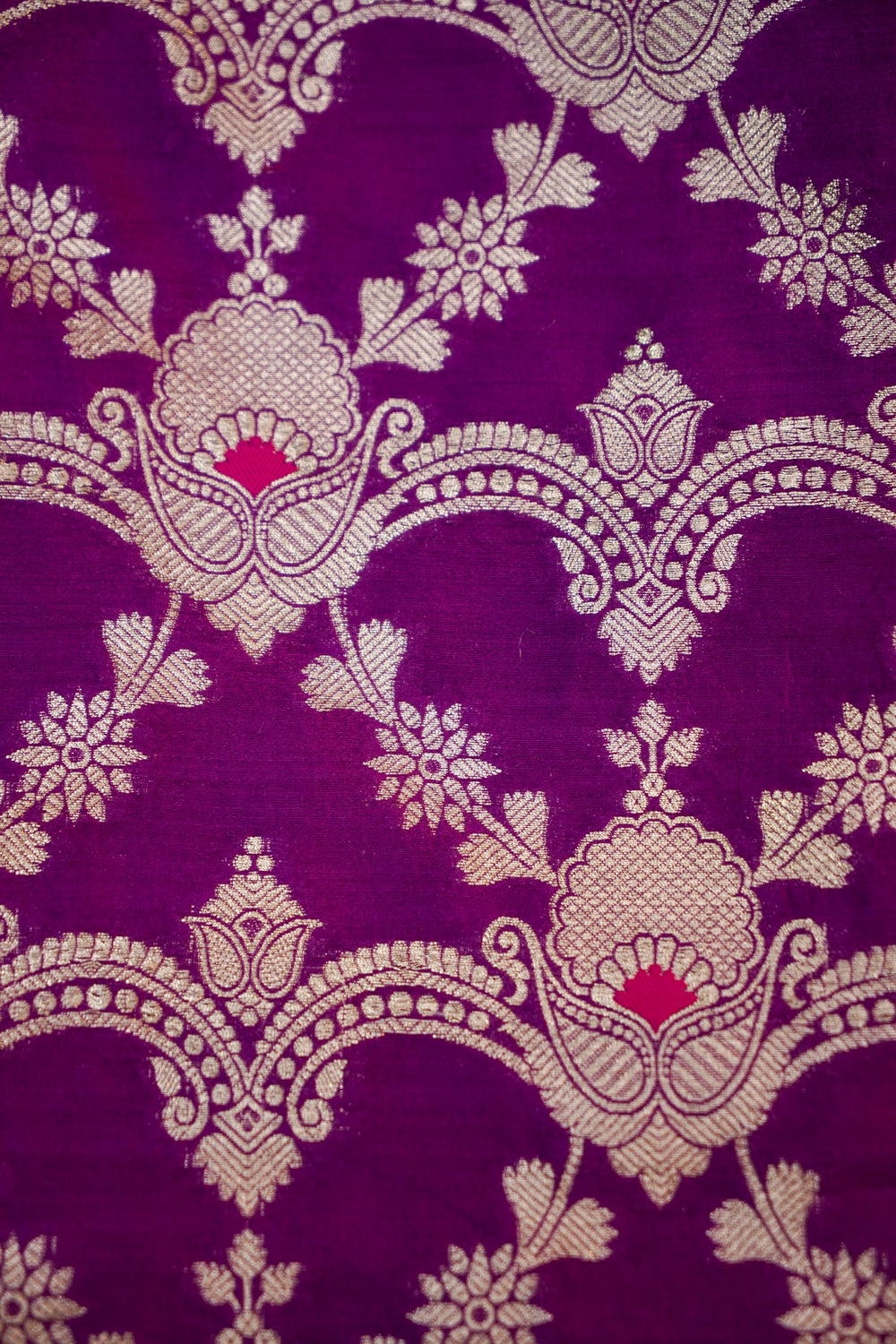 Violet Purple Jaal Katan Silk Handwoven Banarasi Suit