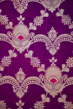 Violet Purple Jaal Katan Silk Handwoven Banarasi Suit