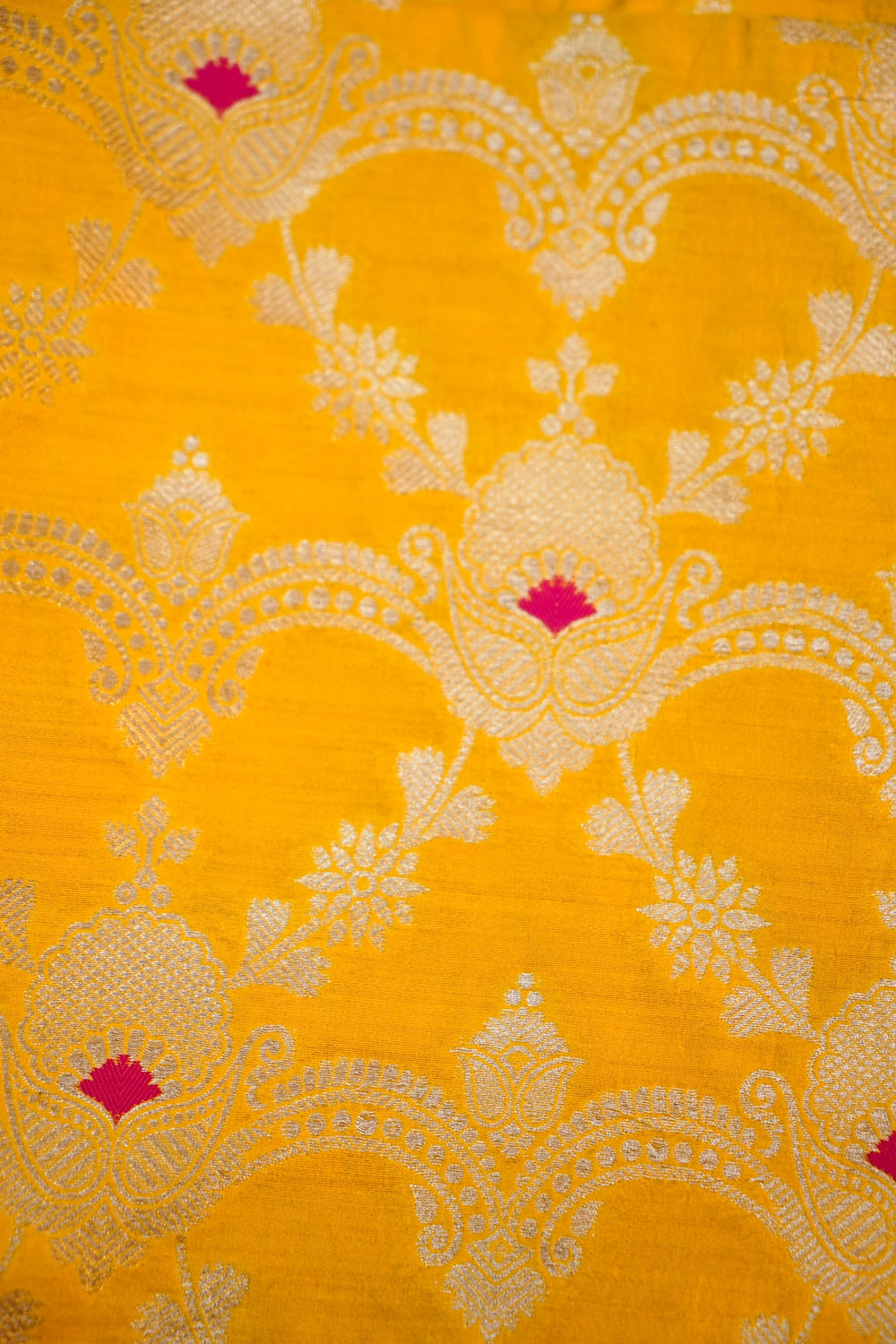 Gold Yellow Jaal Katan Silk Handwoven Banarasi Suit