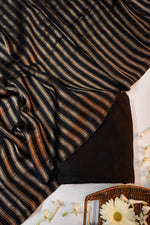Jade Black Stripe Soft Silk  Handwoven Banarasi Suit