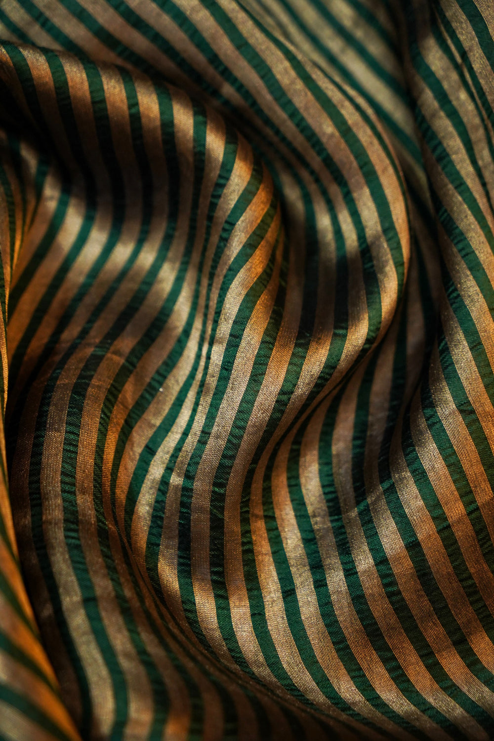 Pine Green Stripe Soft Silk  Handwoven Banarasi Suit