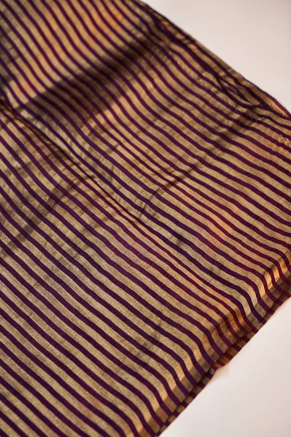 Mulberry Purple Stripe Soft Silk  Handwoven Banarasi Suit
