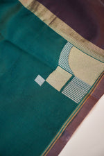 Red Brown Stripe Soft Silk  Handwoven Banarasi Suit
