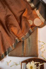 Caramel Brown Brocade Soft Silk  Handwoven Banarasi Suit