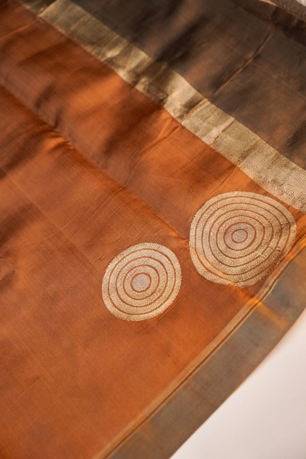 Caramel Brown Brocade Soft Silk  Handwoven Banarasi Suit