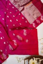 Magenta Pink Booti Soft Silk  Handwoven Banarasi Suit