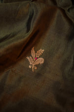 Wood Brown Booti Soft Silk  Handwoven Banarasi Suit
