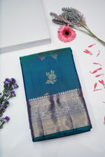 Peacock Blue Meenakari Katan Silk Kanjivaram