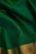 Pine Green Ikat Print Tussar Silk Handwoven Banarasi Saree