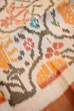 Pine Green Ikat Print Tussar Silk Handwoven Banarasi Saree