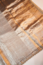 White Gold Brocade Tissue Silk  Handwoven Banarasi Saree