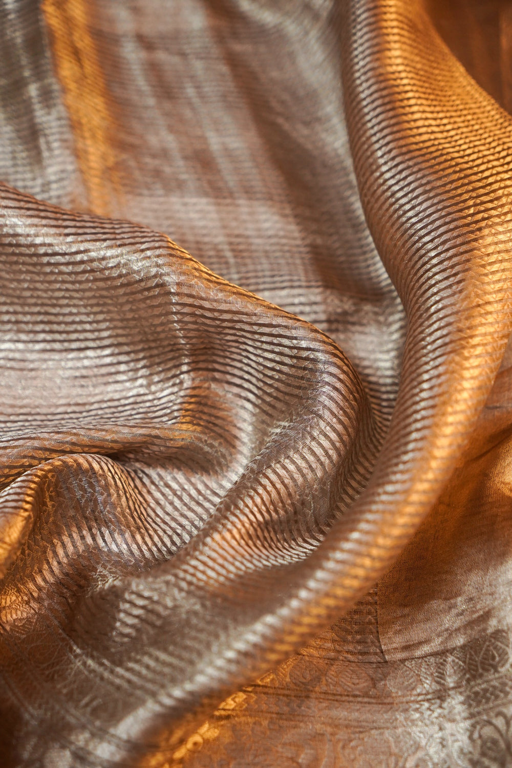 White Gold Brocade Tissue Silk  Handwoven Banarasi Saree