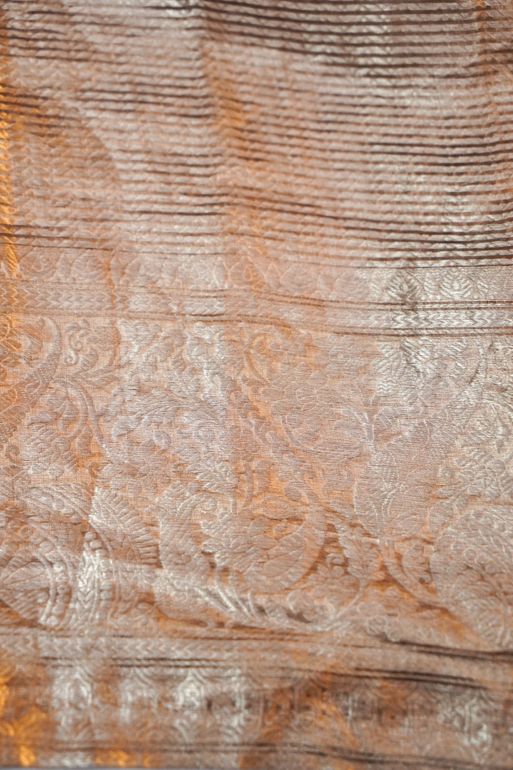 White Gold Brocade Tissue Silk  Handwoven Banarasi Saree