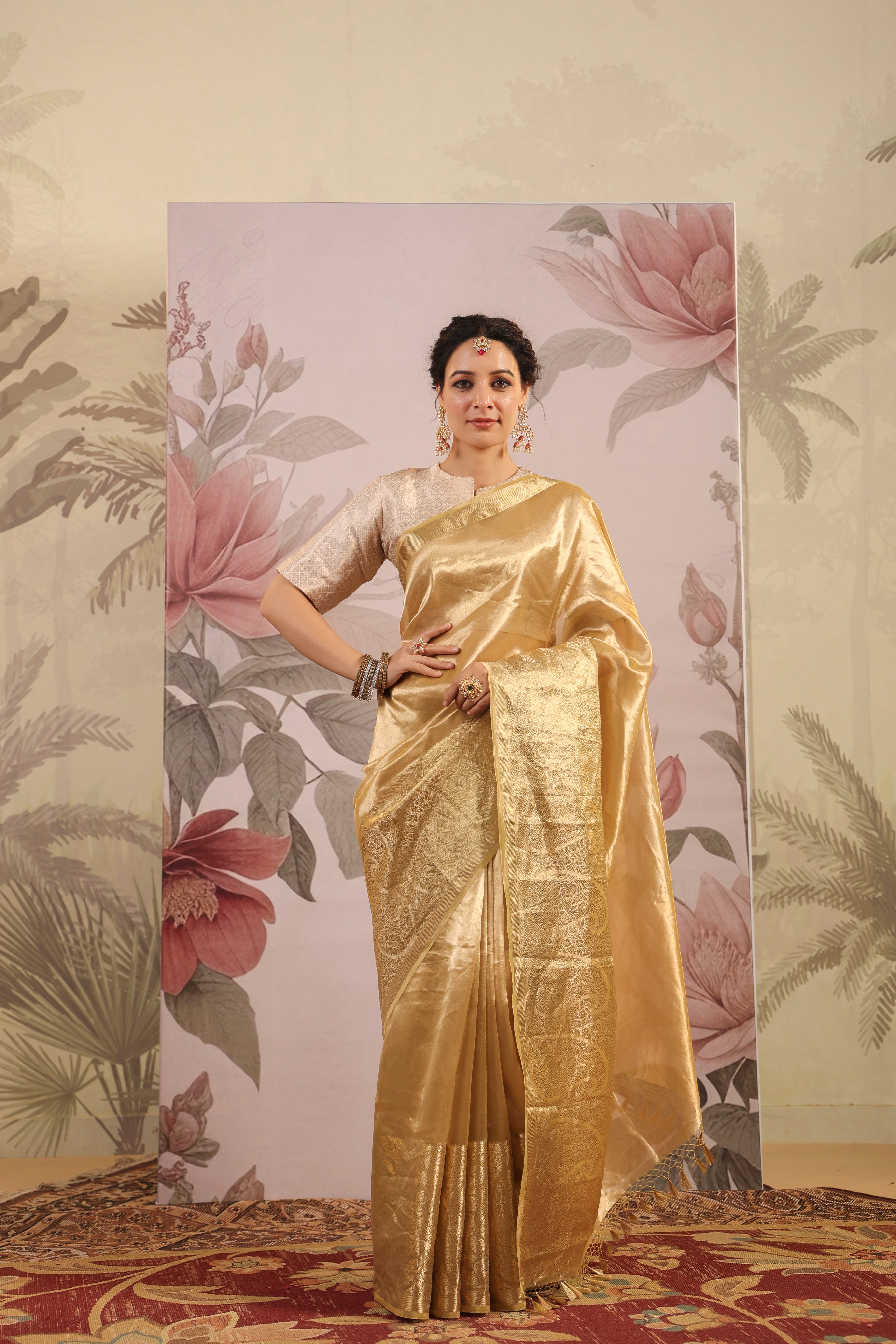 The Passion Vastra Silk Saree Golden – Sarha