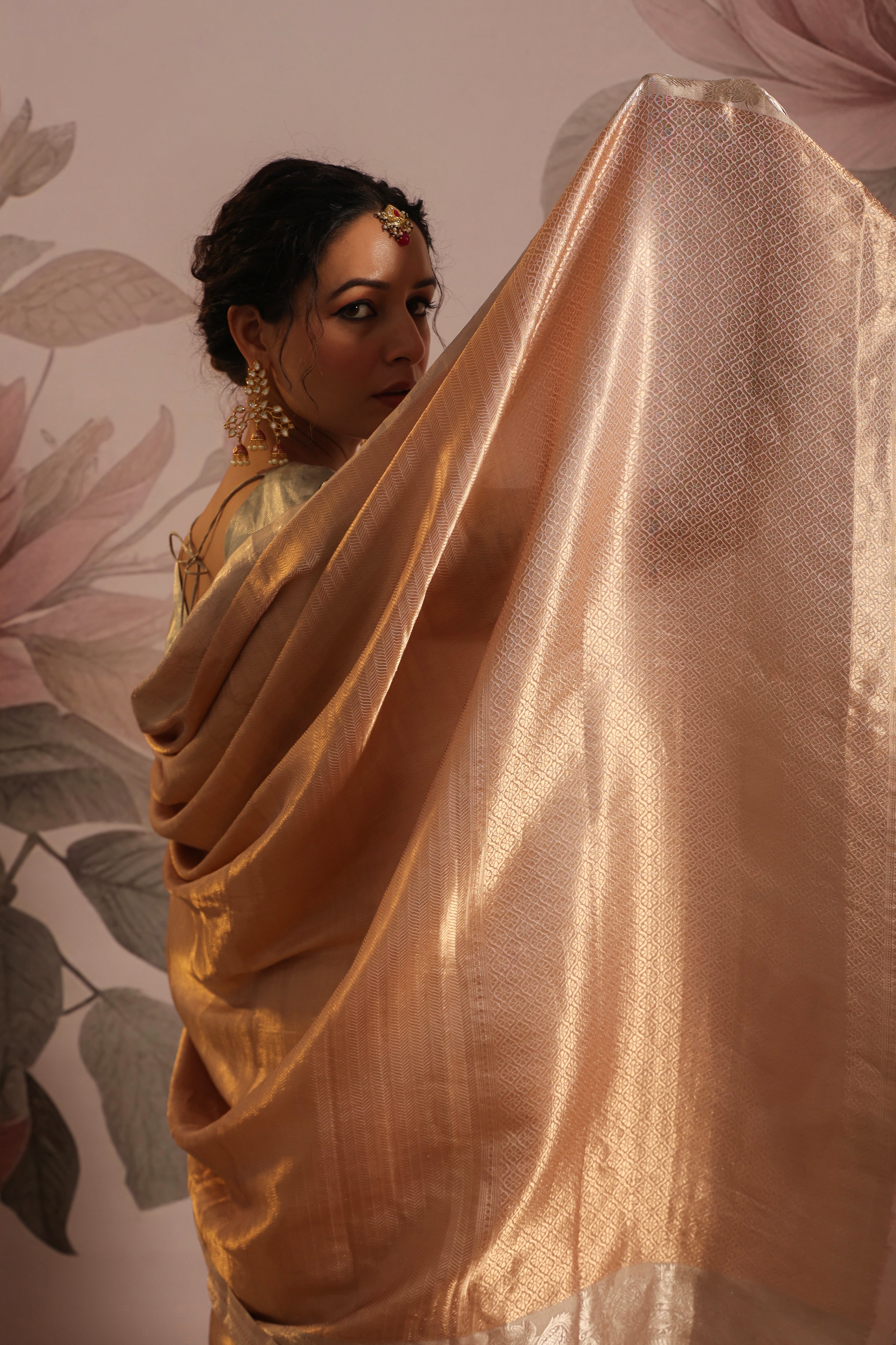 Golden Stripe Kasavu Tissue Saree | HARADHI