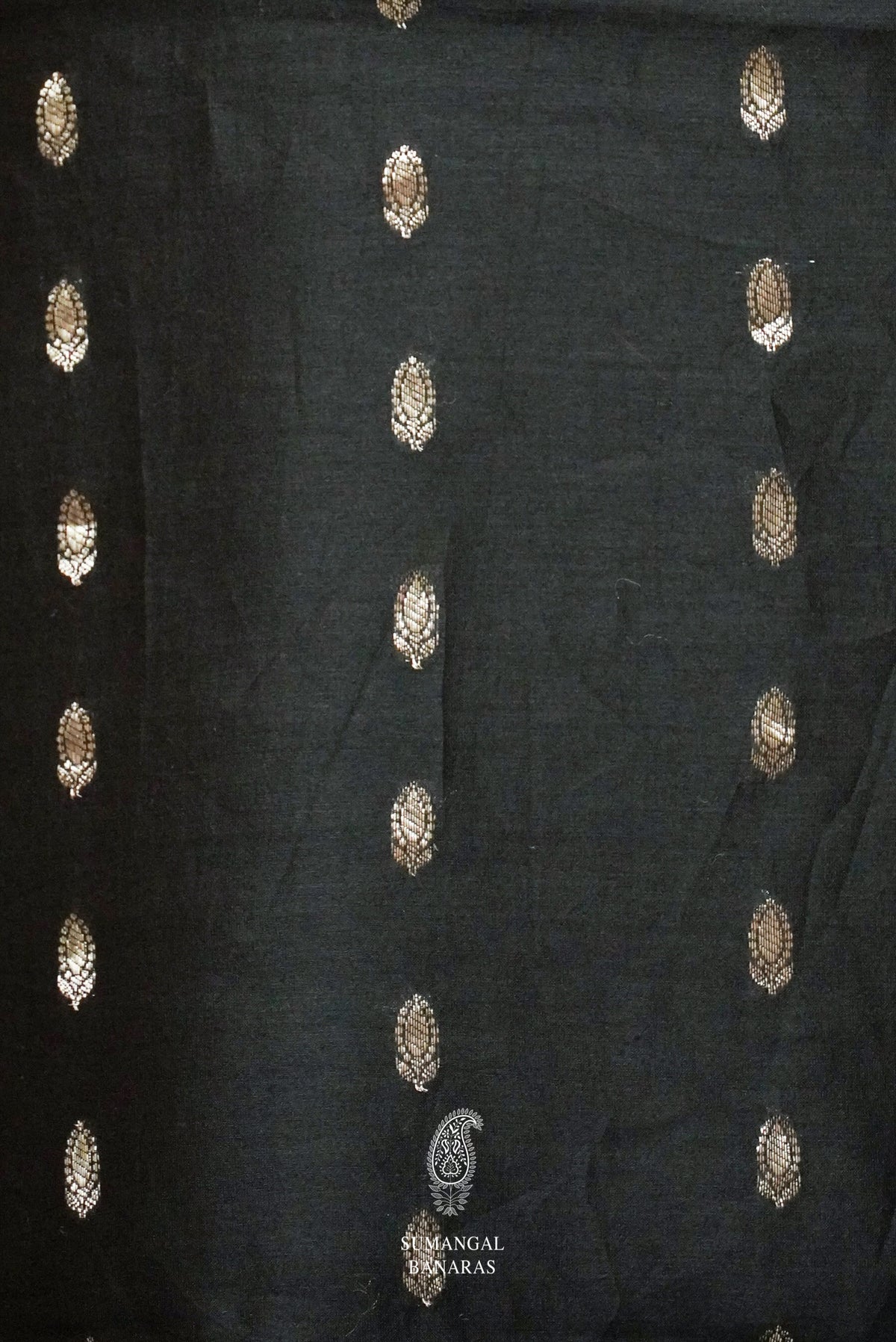 Handwoven Banarasi Organza Jet Black Suit Set