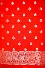 Handwoven Banarasi Georgette Crimson Red Suit Set