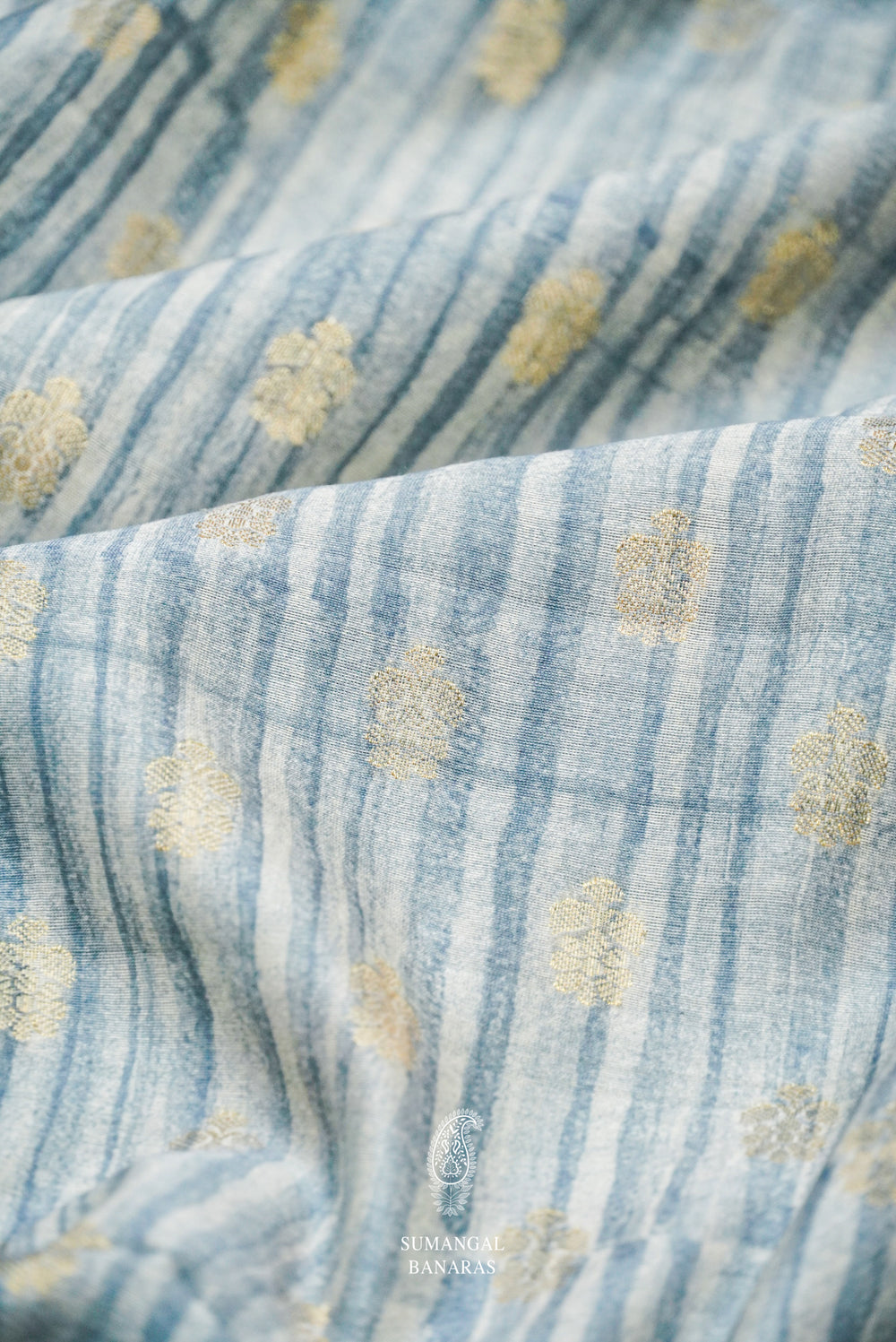 Handwoven Banarasi Cotton Powder Blue Suit Set