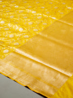 Handwoven Yellow Banarasi katan Silk Saree