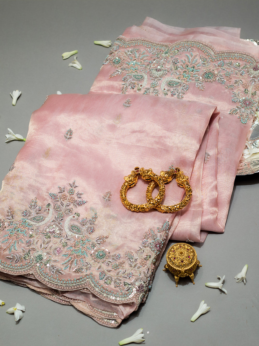 Pink Designer Tissue Silk Saree