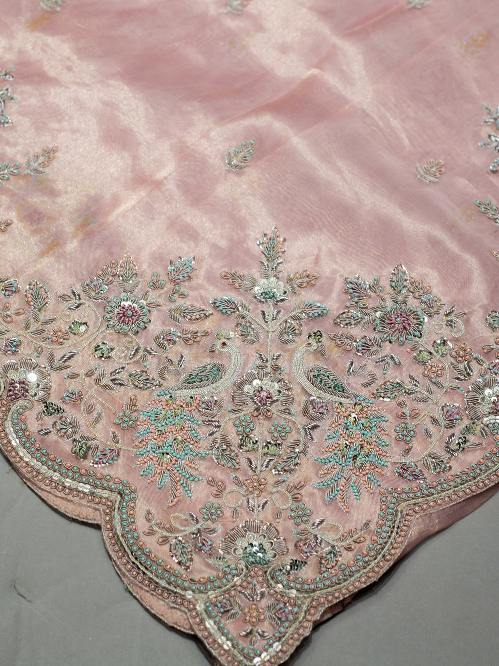 Pink Designer Tissue Silk Saree