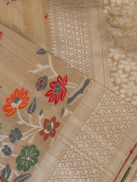 Handwoven Off White Banarasi Tussar Silk Saree