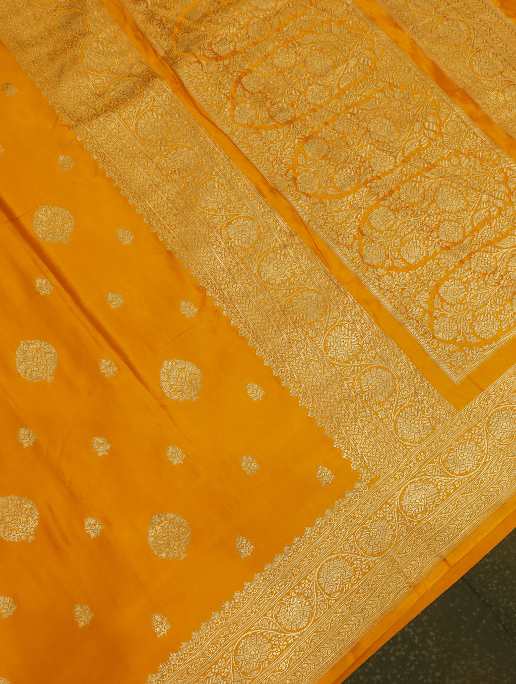 Handwoven Orange  Banarasi Mashru Silk Saree