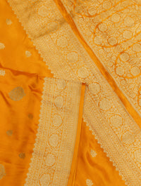 Handwoven Orange  Banarasi Mashru Silk Saree