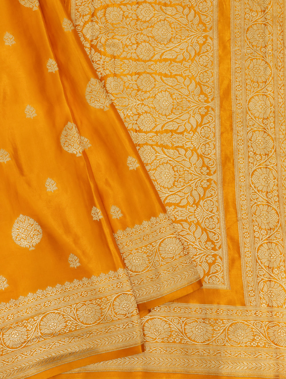 Handwoven Orange  Banarasi Mashru Silk Saree