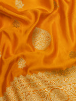 Handwoven Orange  Banarasi Mashru Silk Saree