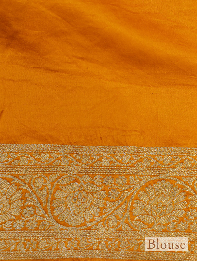 Handwoven Orange  Banarasi Mashru Silk Saree