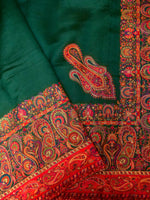 Handwoven Dark Green Banarasi Pashmina Silk Saree