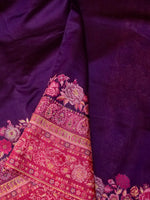 Handwoven Purple Banarasi Pashmina Silk Saree